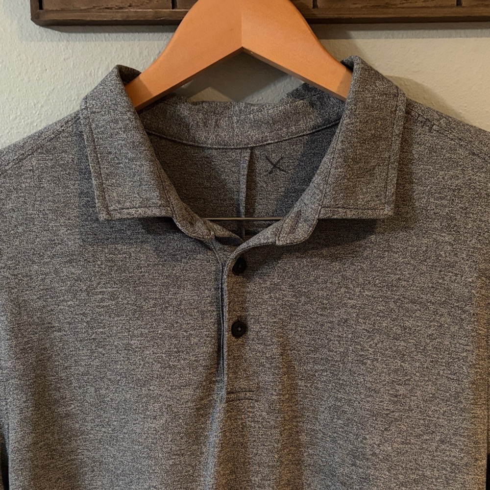 Lululemon Evolution Long Sleeve Men's Heather Gray Polo Shirt size M - Picture 3 of 5